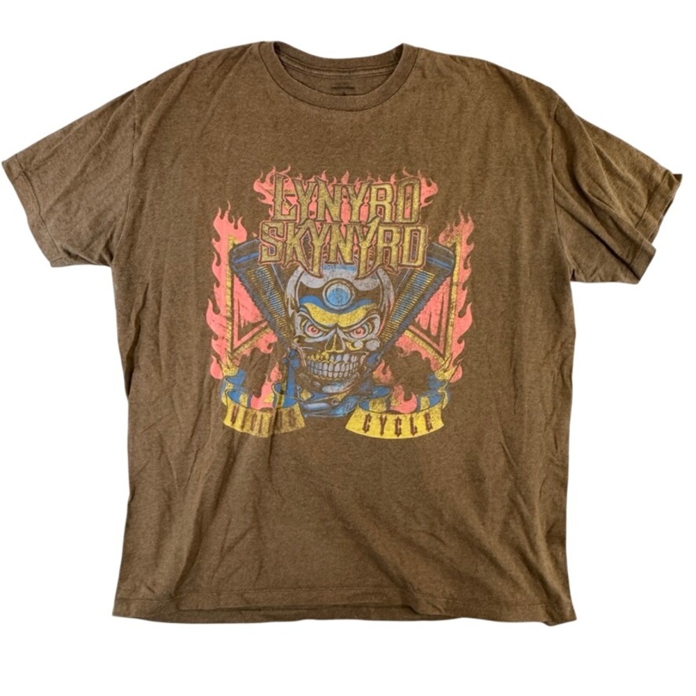 Lynyrd Skynyrd Vicious Cycle Graphic T-Shirt Brown Mens XL Rock Band Tee